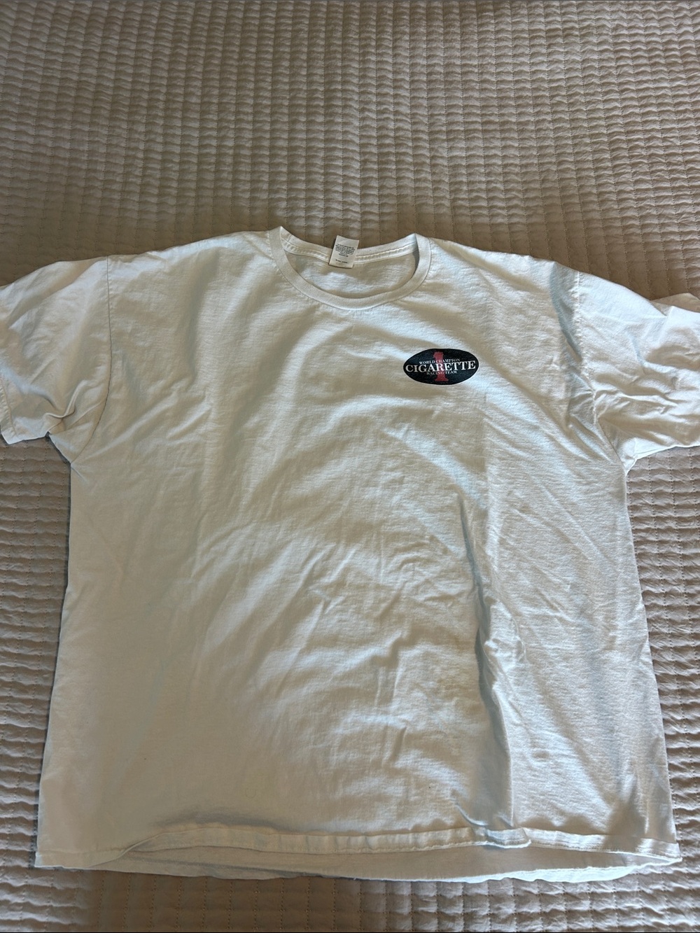 White Graphic Short-Sleeve Tee with Chest Logo